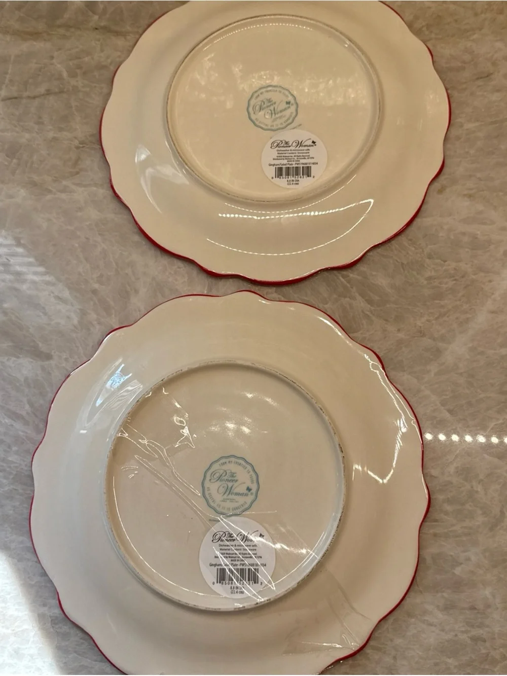 The Pioneer Woman Red Gingham with Cow Decal Round 8.75” Ceramic Salad Plate-2